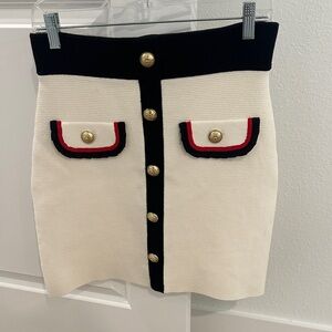 Maje Elegant Cream and Black Buttoned Skirt